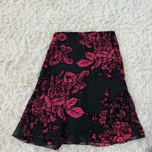 vintage black and pink floral skirt